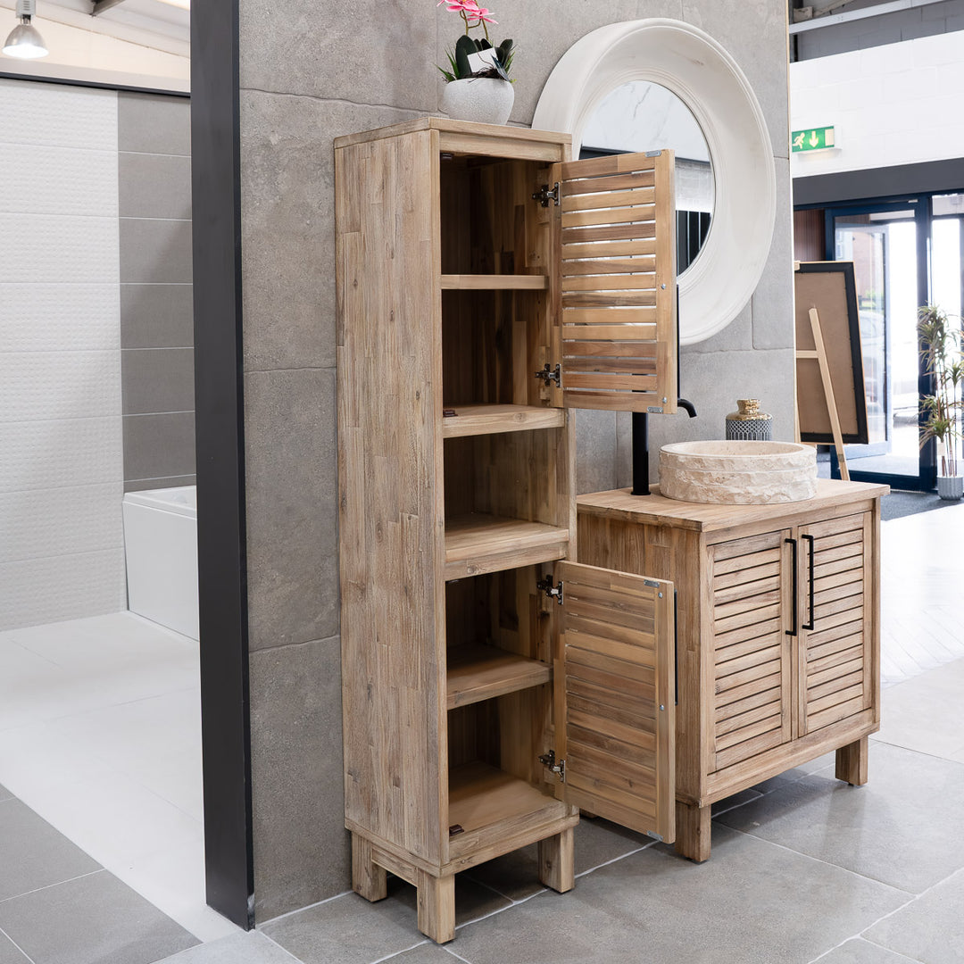 Merida 400 Floor Standing Solid Teak Tall Storage Unit