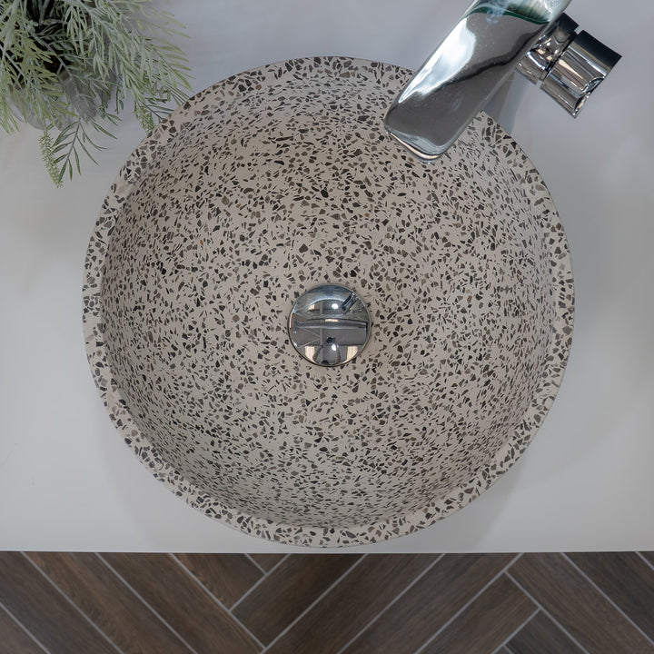Venecia Terazzo Stone Mix Wash Basin - 35x35x13cm - Grey