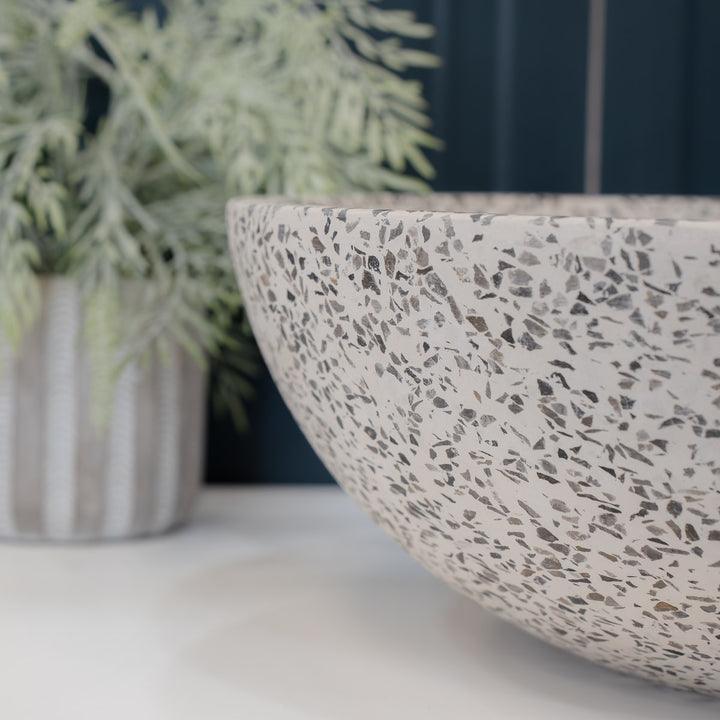 Venecia Terazzo Stone Mix Wash Basin - 35x35x13cm - Grey
