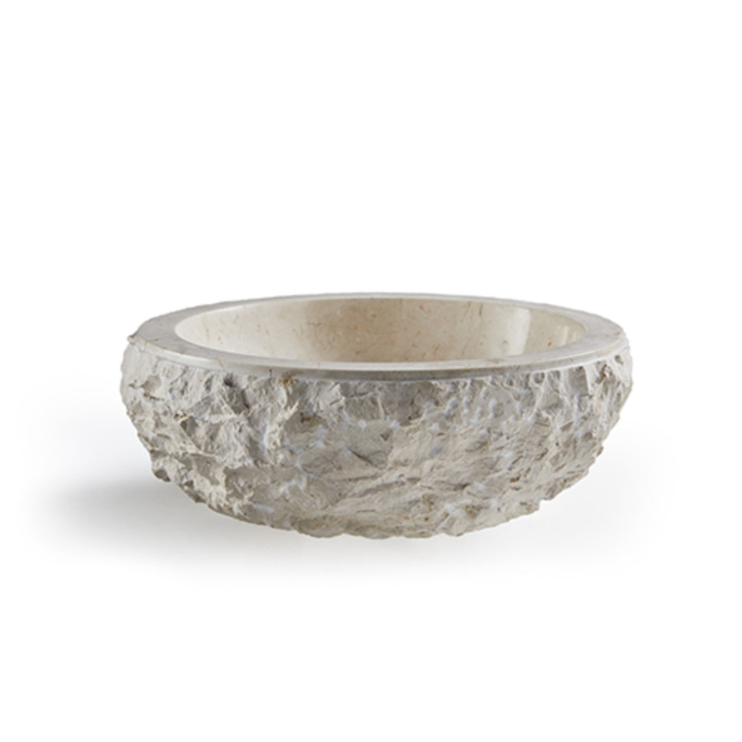 Aruba Carved Natural Stone Basin - 50x50x25cm - Ivory