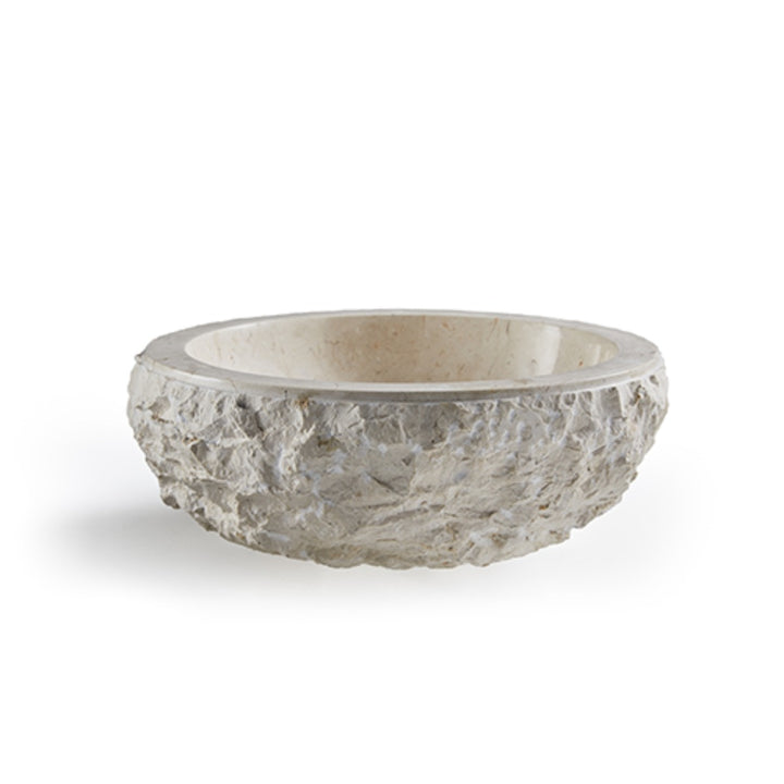 Aruba Carved Natural Stone Basin - 50x50x25cm - Ivory