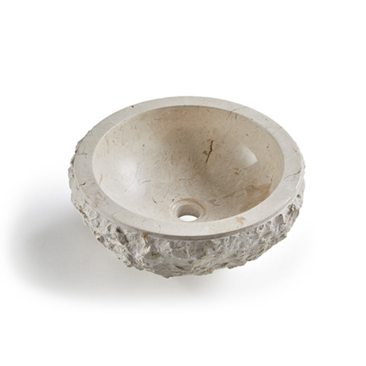 Aruba Carved Natural Stone Basin - 50x50x25cm - Ivory