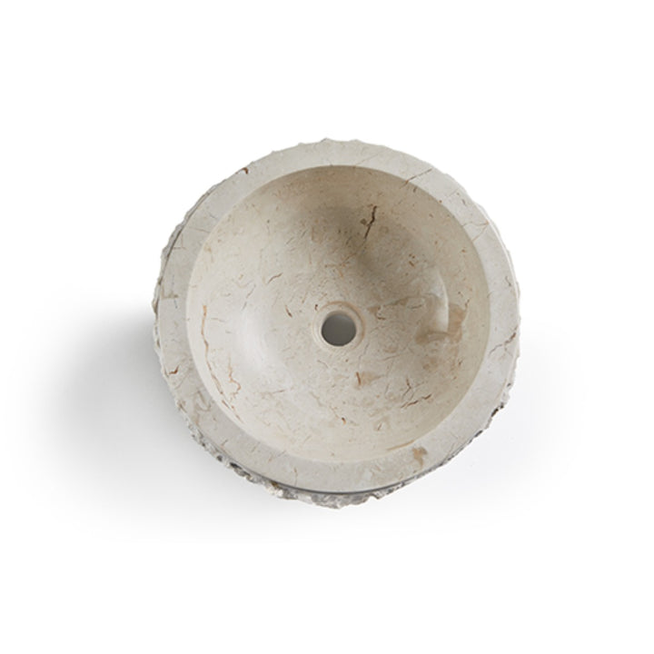 Aruba Carved Natural Stone Basin - 50x50x25cm - Ivory