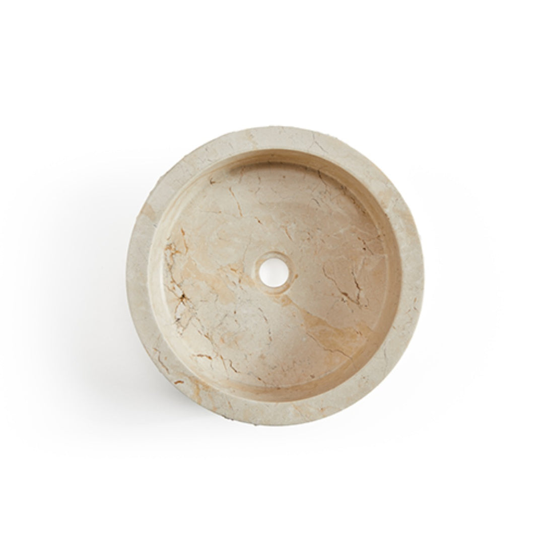 Cali Carved Natural Stone Basin - 40x40x15cm - Ivory
