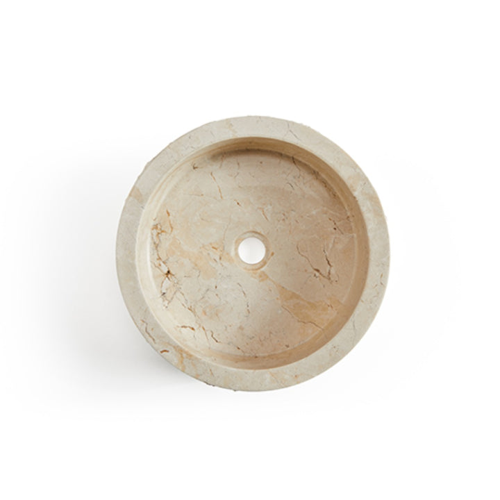 Cali Carved Natural Stone Basin - 40x40x15cm - Ivory