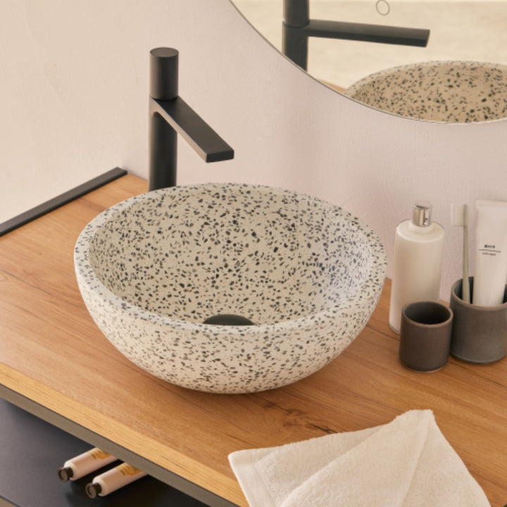 Venecia Terazzo Stone Mix Wash Basin - 35x35x13cm - Grey