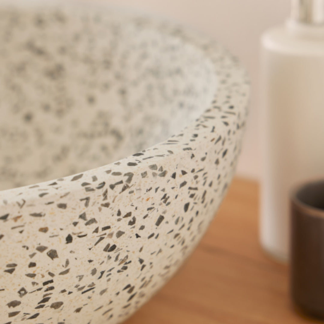 Venecia Terazzo Stone Mix Wash Basin - 35x35x13cm - Grey