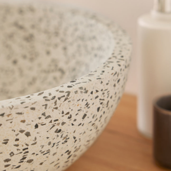 Venecia Terazzo Stone Mix Wash Basin - 35x35x13cm - Grey