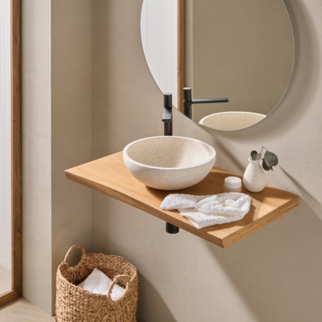 Kubu 100cm wide Solid Teak Worktop / Floating Shelf - 100x4x45cm