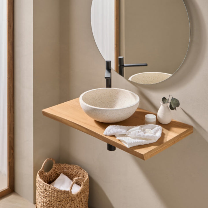 Kubu 100cm wide Solid Teak Worktop / Floating Shelf - 100x4x45cm