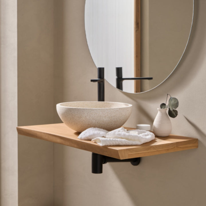 Kubu 100cm wide Solid Teak Worktop / Floating Shelf - 100x4x45cm