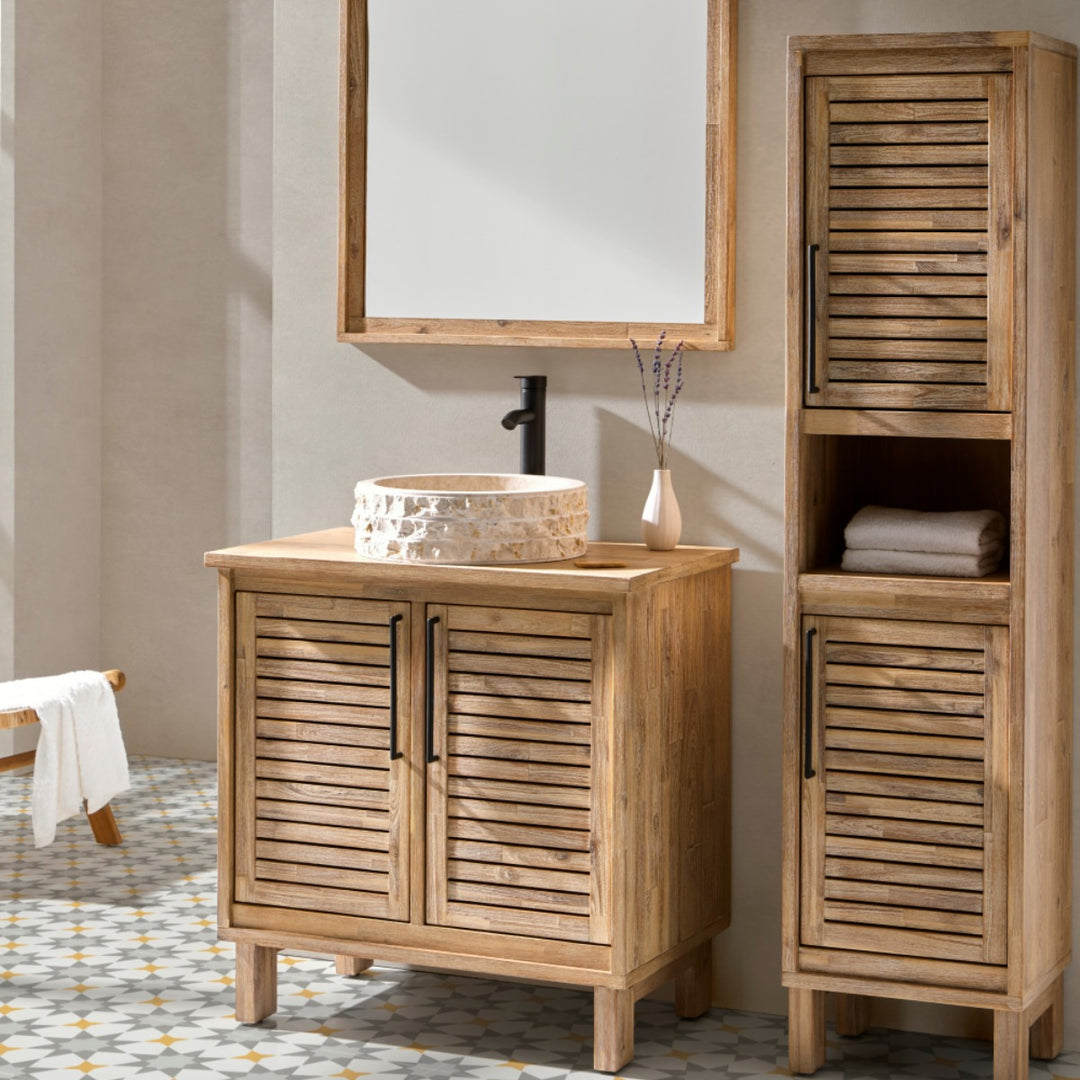 Merida 400 Floor Standing Solid Teak Tall Storage Unit