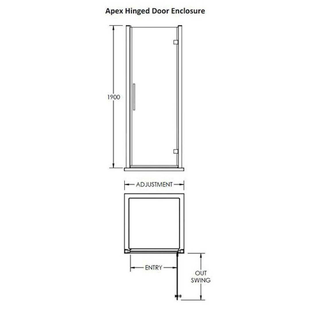 Hudson Reed Apex 800mm Hinged Shower Door with Square Handle MH80-E8