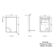 Stream 700 x 500mm Bluetooth LED Mirror - Technical drawing