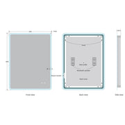 Stream 800mm x 600mm Bluetooth LED Mirror - Technical drawing