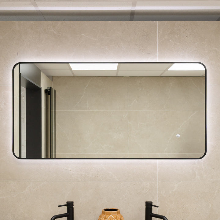 Noir 1200mm x 600mm Black Frame Mirror with Colour Change