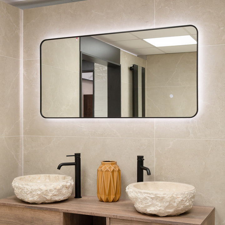 Noir 1200mm x 600mm Black Frame Mirror with Colour Change