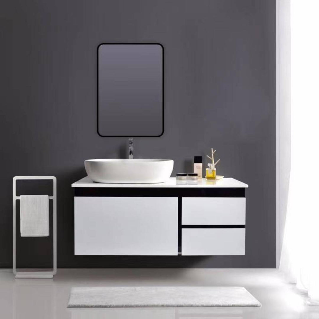 Noir 700mm x 500mm Plain Black Frame Mirror
