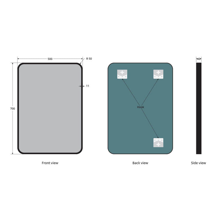 Noir 700mm x 500mm Plain Black Frame Mirror