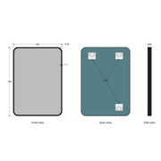 Noir 700mm x 500mm Plain Black Frame Mirror - Technical drawing