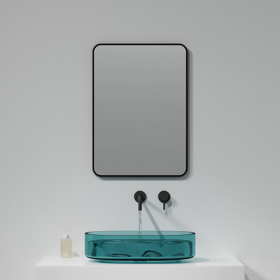 Noir 700mm x 500mm Plain Black Frame Mirror