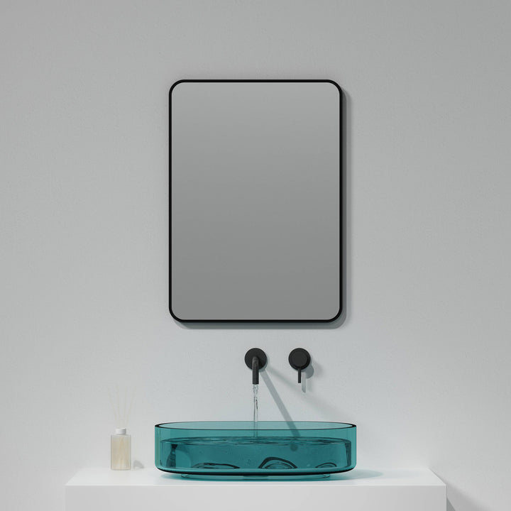 Noir 700mm x 500mm Plain Black Frame Mirror