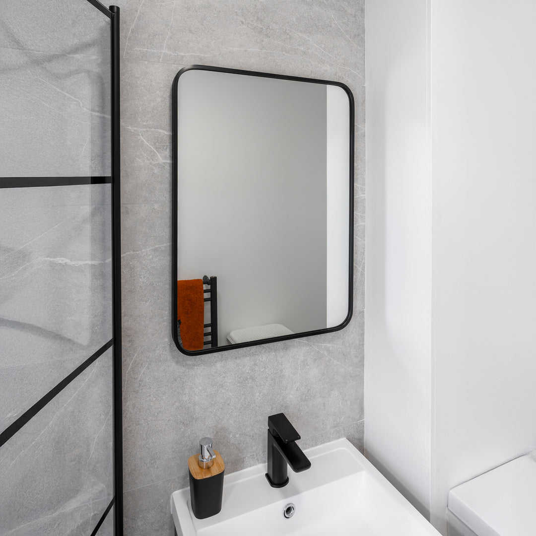 Noir 700mm x 500mm Plain Black Frame Mirror