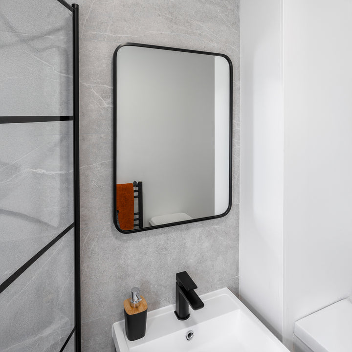 Noir 700mm x 500mm Plain Black Frame Mirror