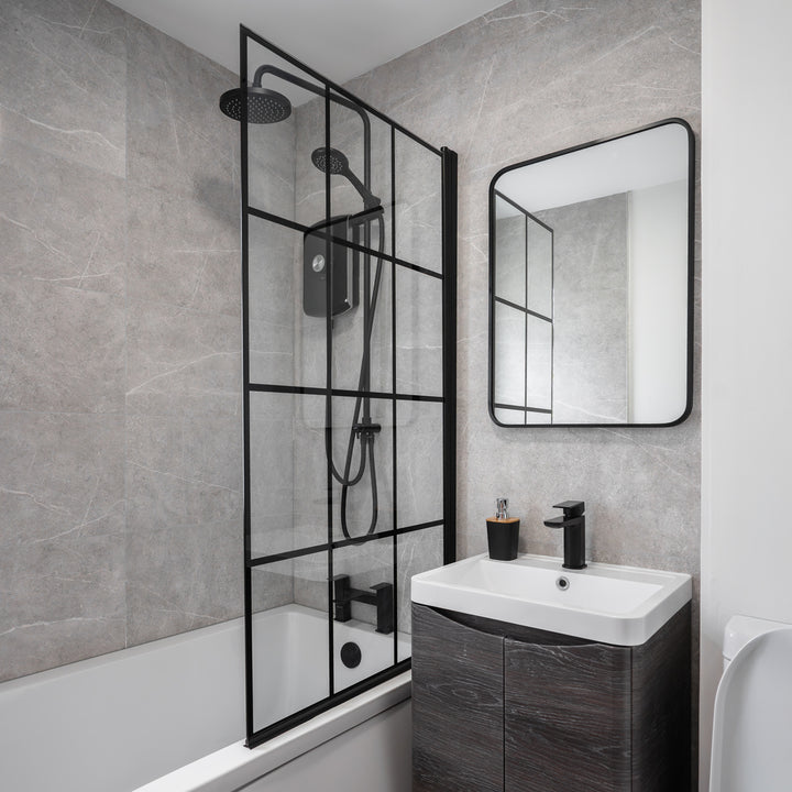 Noir 700mm x 500mm Plain Black Frame Mirror