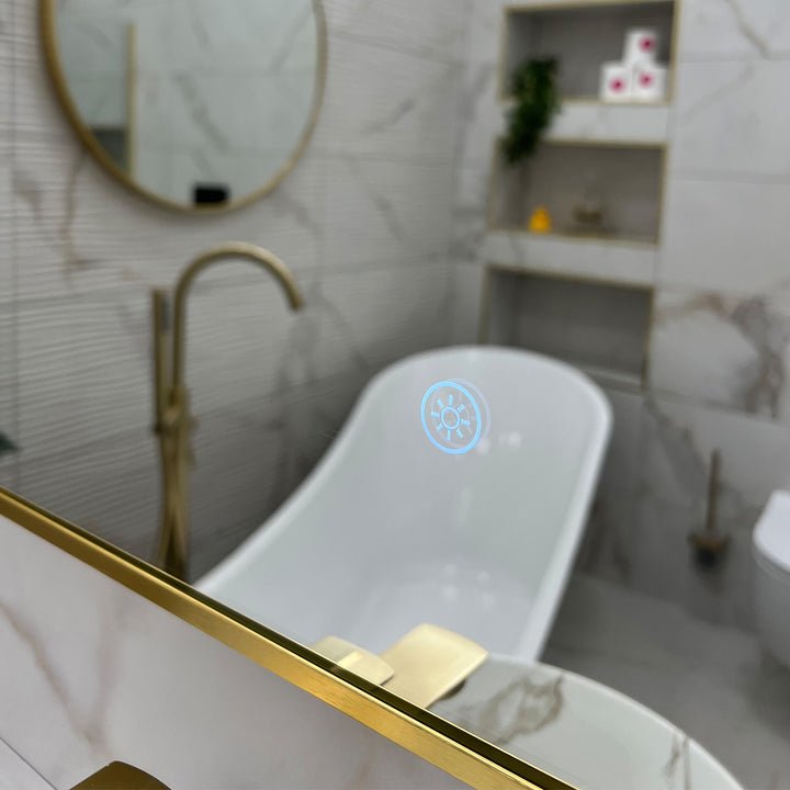 Brushed Brass 700mm x 500mm Frame Mirror with Colour Change