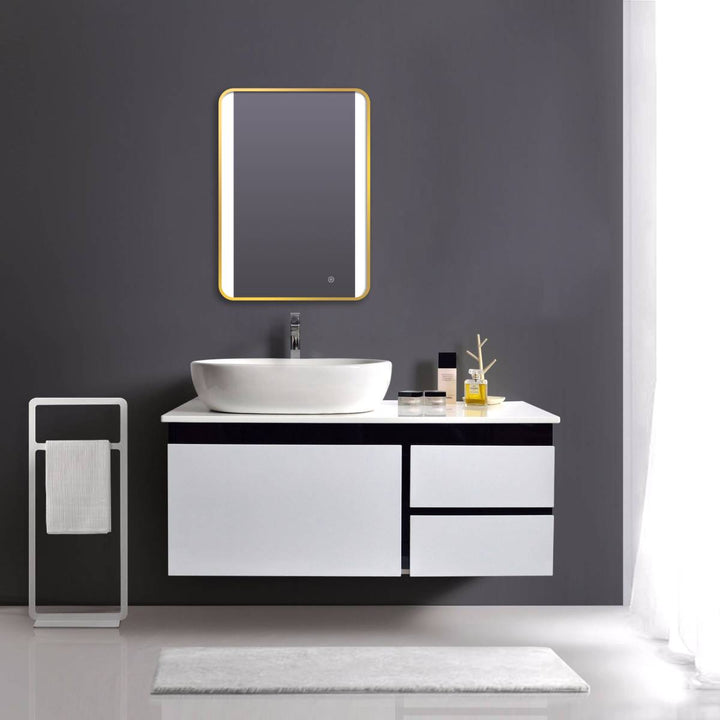 Brushed Brass 700mm x 500mm Frame Mirror with Colour Change