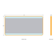 Brushed Brass 1200mm x 600mm Frame Mirror with Colour Change - Technical drawing