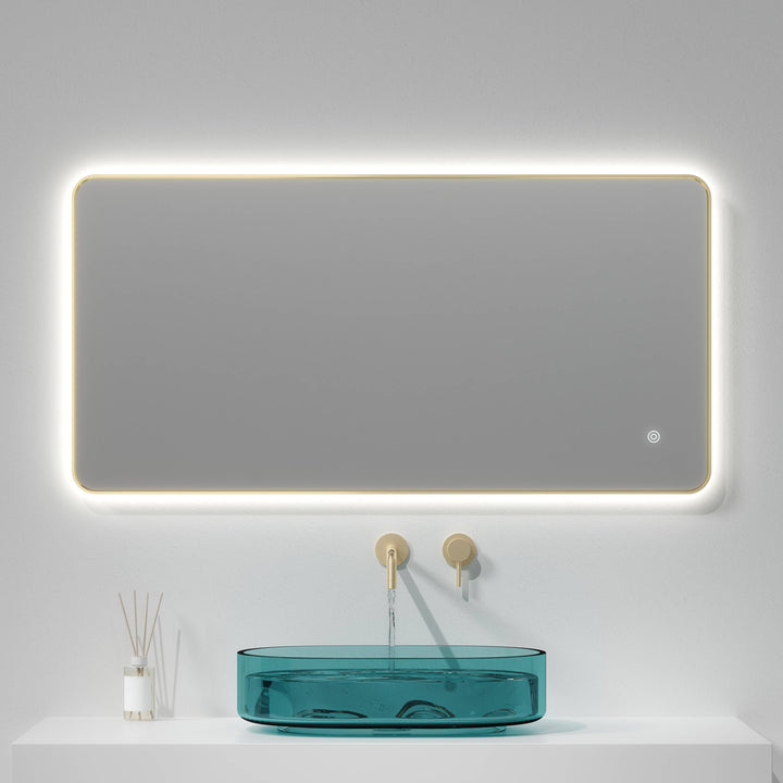 Brushed Brass 1200mm x 600mm Frame Mirror with Colour Change