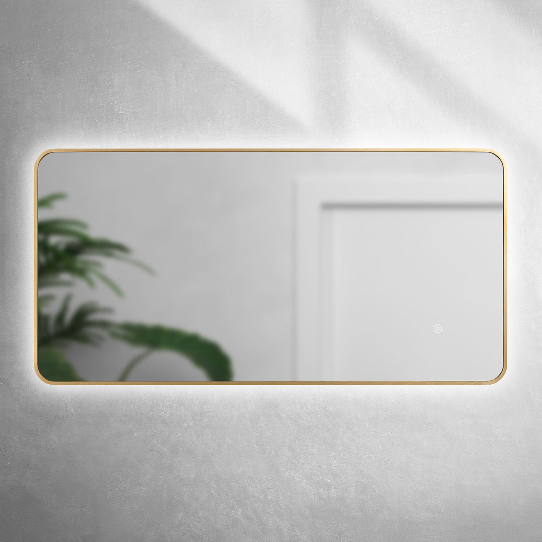 Brushed Brass 1200mm x 600mm Frame Mirror with Colour Change