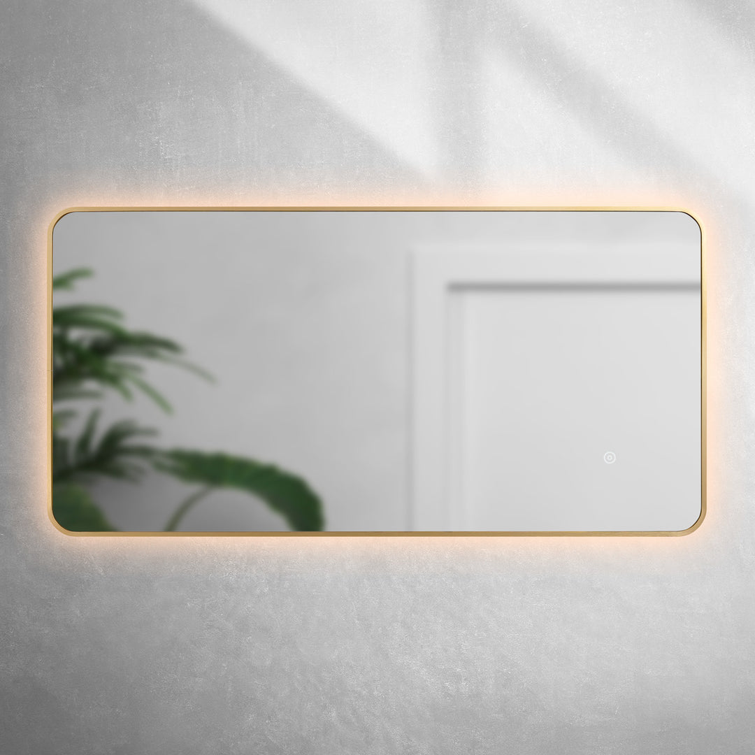Brushed Brass 1200mm x 600mm Frame Mirror with Colour Change
