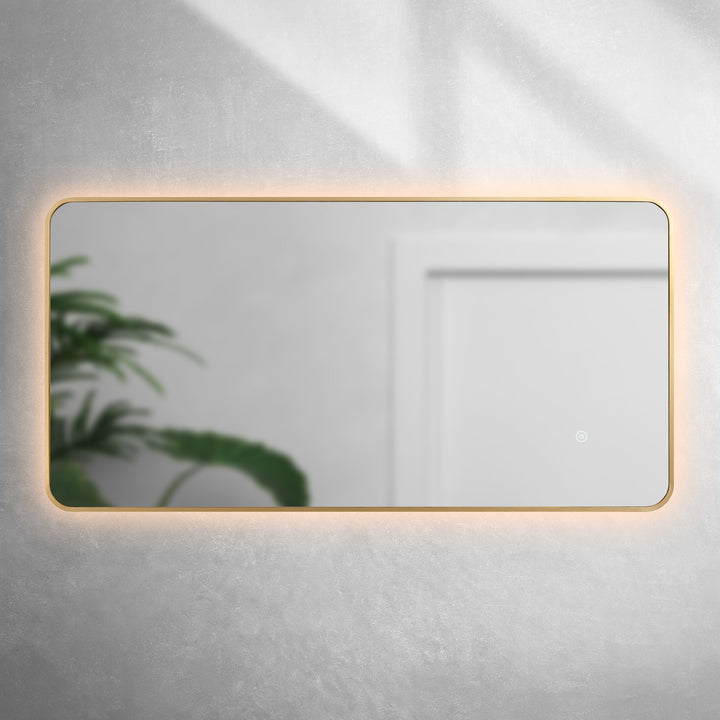 Brushed Brass 1200mm x 600mm Frame Mirror with Colour Change