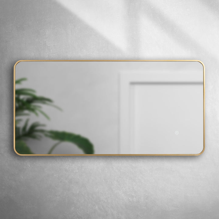 Brushed Brass 1200mm x 600mm Frame Mirror with Colour Change