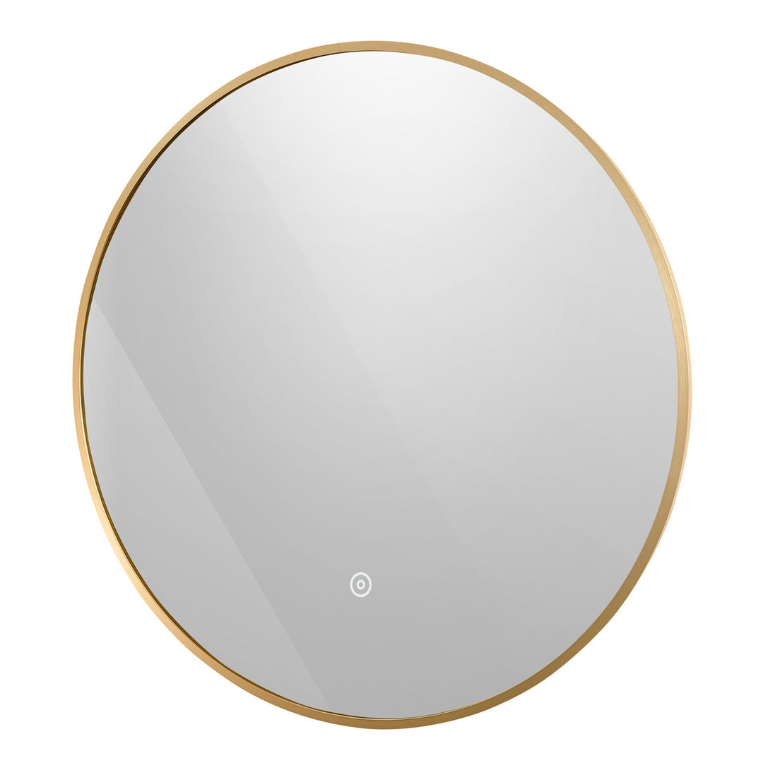 Brushed Brass 600mm Round Frame Mirror with Colour Change