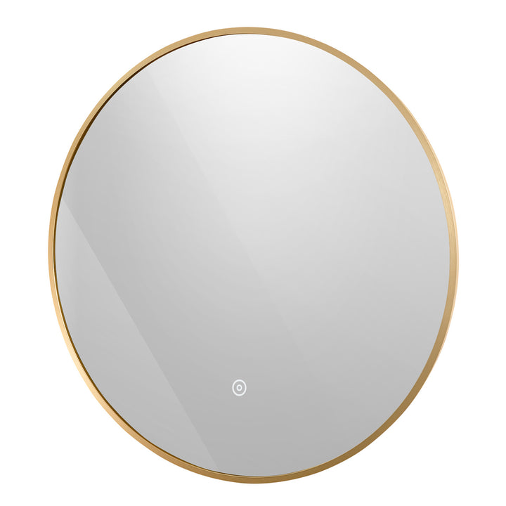 Brushed Brass 600mm Round Frame Mirror with Colour Change