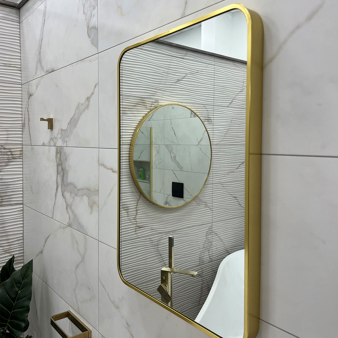 Brushed Brass 700mm x 500mm Plain Frame Mirror