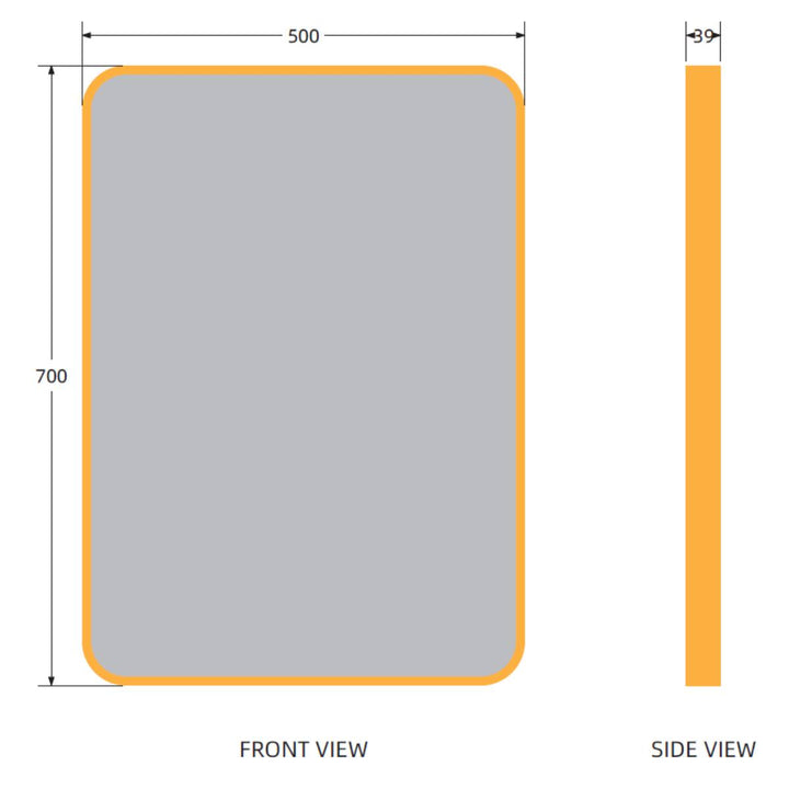 Brushed Brass 700mm x 500mm Plain Frame Mirror