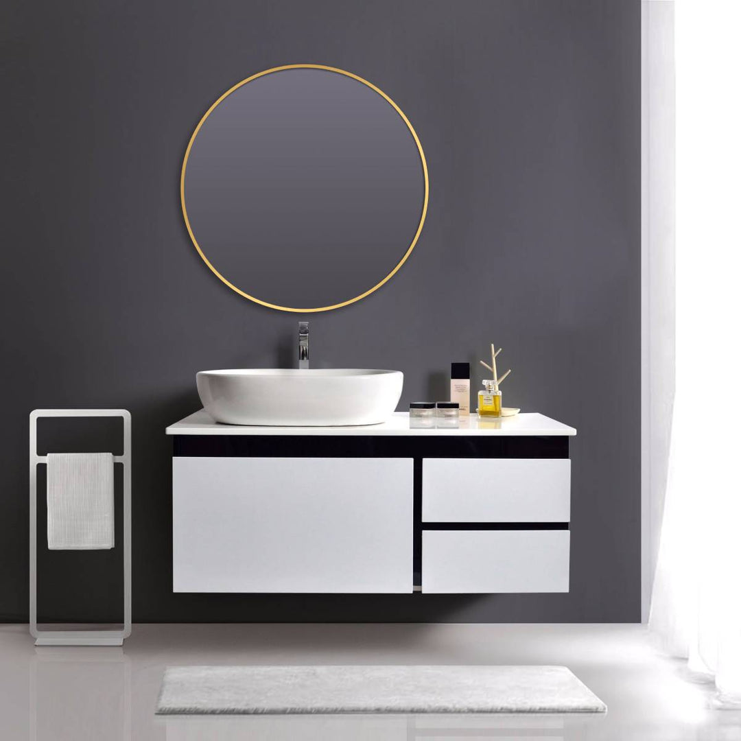 Brushed Brass 800mm x 800mm Plain Round Frame Mirror