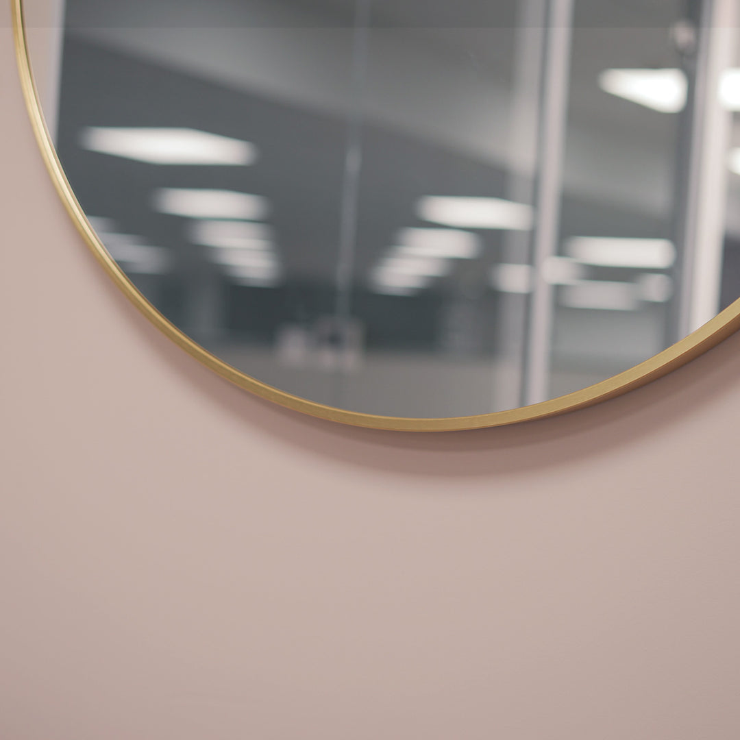 Brushed Brass 800mm x 800mm Plain Round Frame Mirror