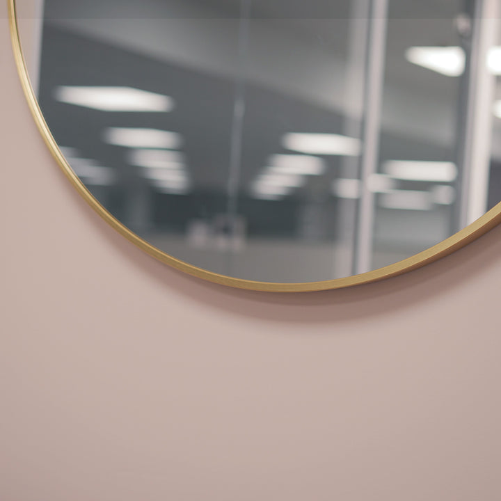 Brushed Brass 800mm x 800mm Plain Round Frame Mirror
