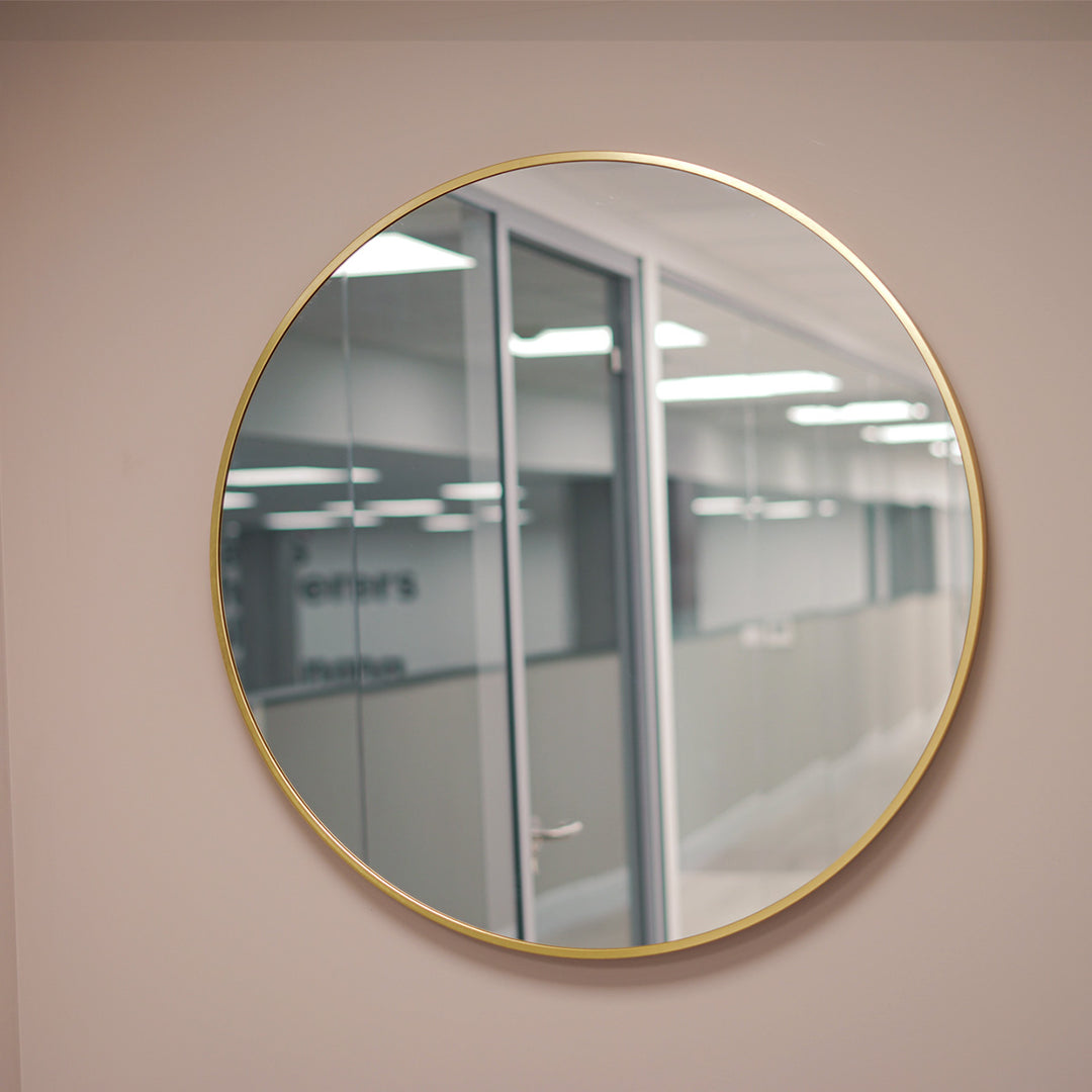 Brushed Brass 800mm x 800mm Plain Round Frame Mirror
