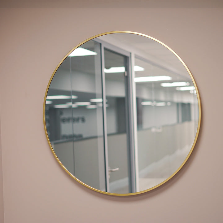 Brushed Brass 800mm x 800mm Plain Round Frame Mirror