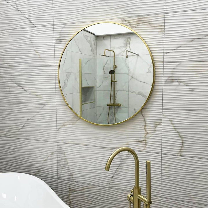 Brushed Brass 800mm x 800mm Plain Round Frame Mirror