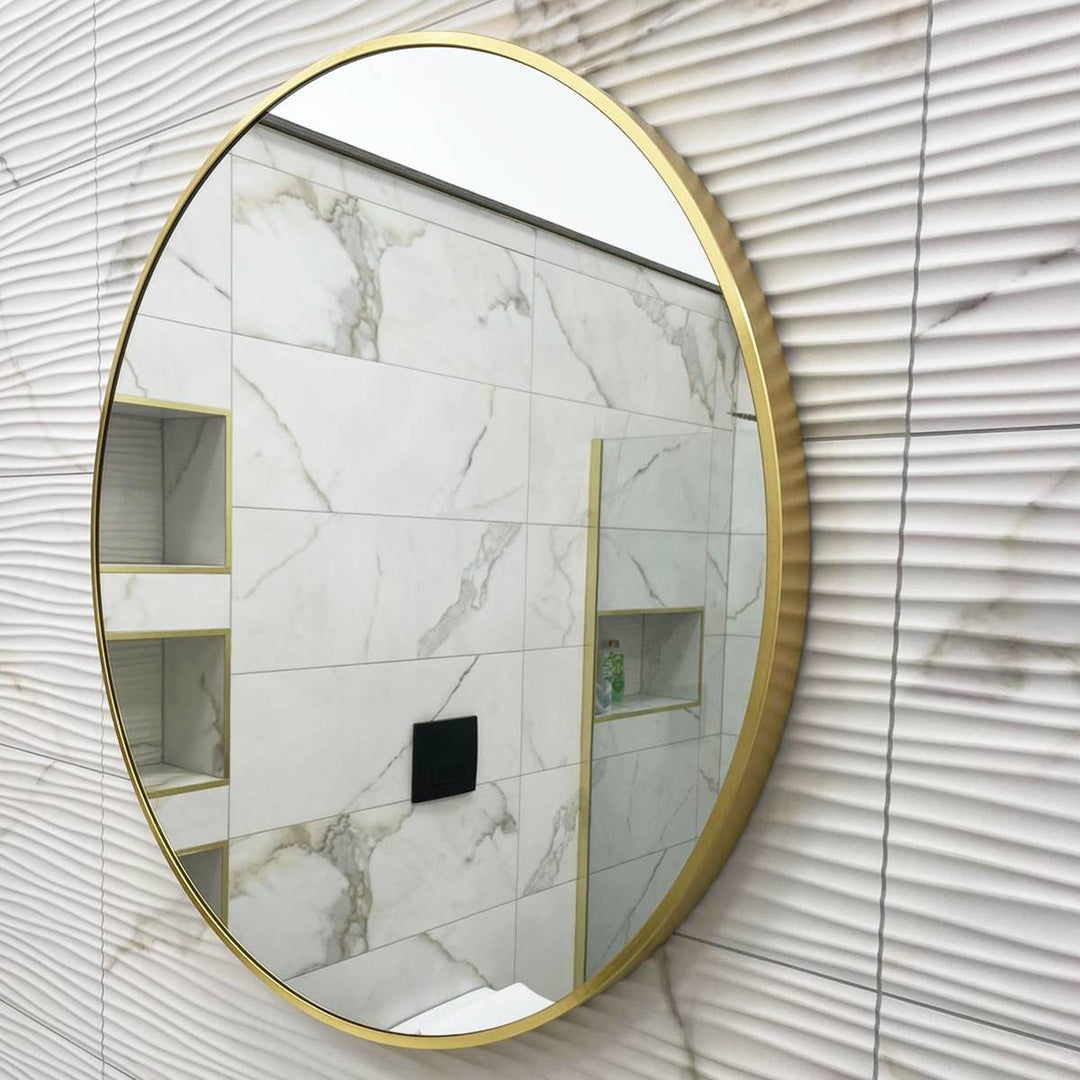 Brushed Brass 800mm x 800mm Plain Round Frame Mirror
