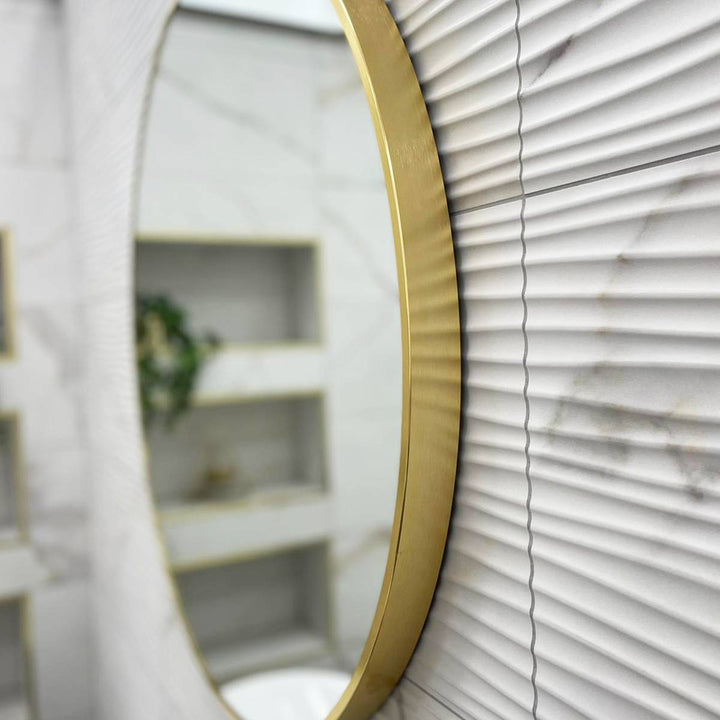 Brushed Brass 800mm x 800mm Plain Round Frame Mirror
