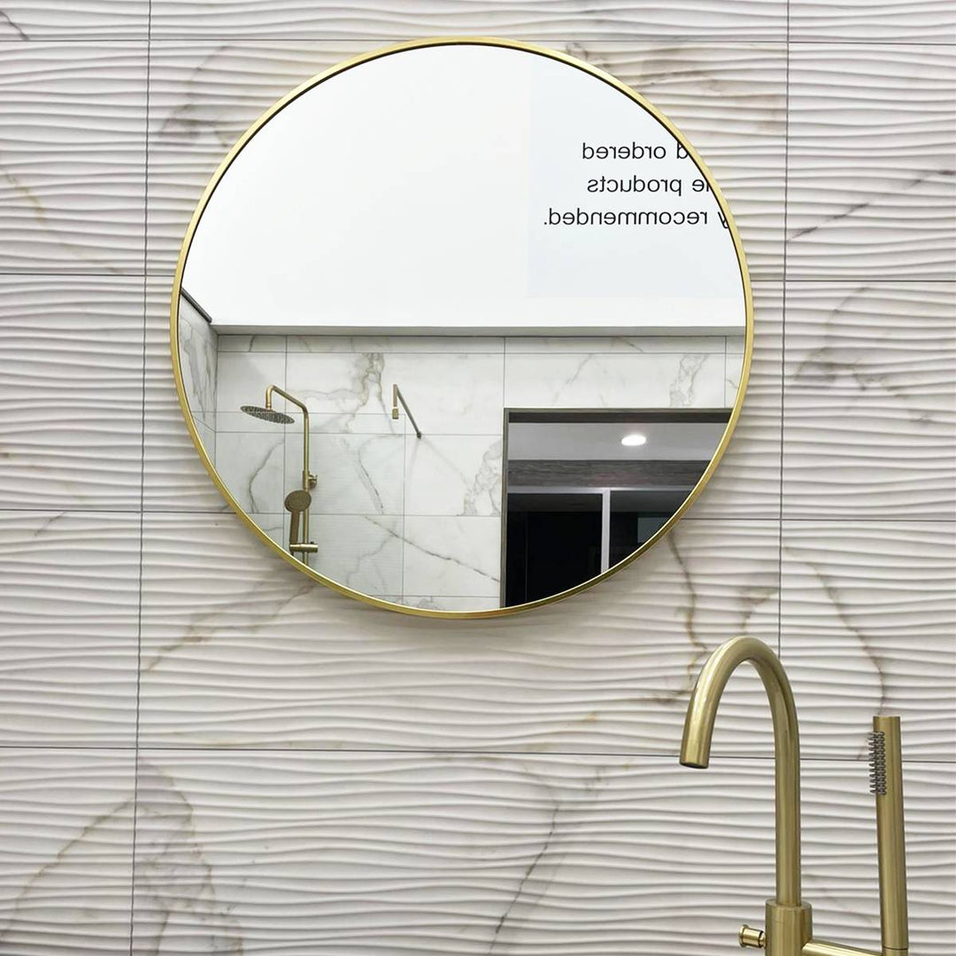 Brushed Brass 800mm x 800mm Plain Round Frame Mirror